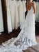 spaghetti-straps cross back backless beach lace wedding dress dtw119