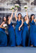 Royal Blue Long Bridesmaid Dresses A-Line V-neck Wedding Party Dresses