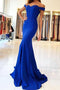 Royal Blue Mermaid Off-the-Shoulder Prom Evening Dress