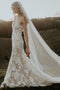 Rustic Floral Lace Wedding Dress Sheath V-neck Bridal Gown