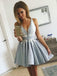 v-neck pleated satin prom dress homecoming dress with appliques dtp245