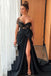 sexy black prom dresses one shoulder formal evening gown with slit dtp22