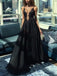 sexy backless prom dresses illusion a-line black evening dress dtp517