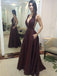 Sexy Long Prom Evening Dress Deep V-neck A Line Taffeta With Pocket