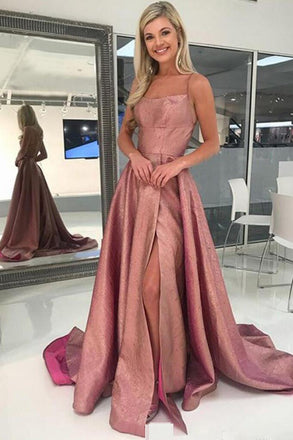 Sexy High Split Spaghetti Straps Criss-Cross Backless Long Prom Dresses