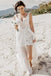 Sexy Sheath Overskirt Backless Flowy Beach Wedding Dress