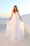 Sexy V-neck Backless Beach Boho Wedding Dress, White Lace Bridal Gown