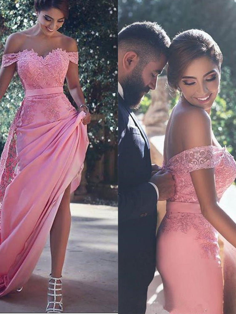 elegant long prom dress sheath off shoulder lace evening dress dtp213