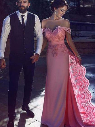 elegant long prom dress sheath off shoulder lace evening dress dtp213