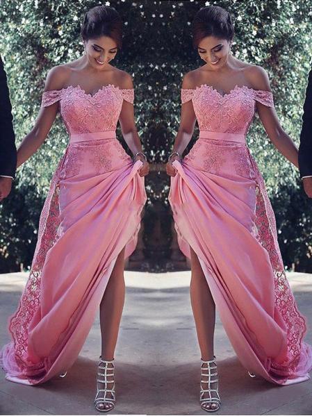 elegant long prom dress sheath off shoulder lace evening dress dtp213