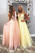 Shiny V-neck Tulle Beading Long Prom Dress, Sparkle Long Formal Dress