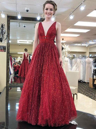 shop elegant v neck tulle sequins burgundy long prom party dress dtp510