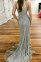 Sparkly Long Spaghetti Straps Beading Tulle Mermaid Prom Dress