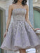 sparkly beads short prom dress silver sequins homecoming dress dtp258