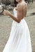 Simple Beach Wedding Dresses Chiffon Split Ruched Neck