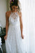 a-line halter lace beach wedding dress boho lace wedding dress dtw154