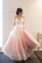 A-line Ombre Prom Dress Low Back Simple Long Evening Gown
