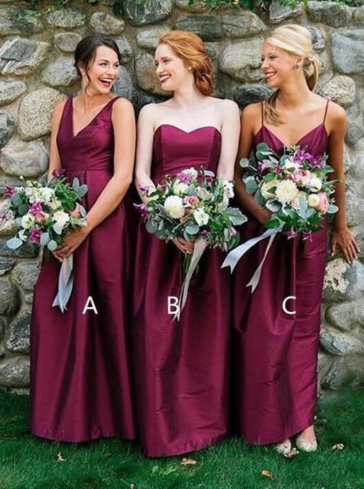 simple burgundy long bridesmaid dresses styles long wedding party dresses dtb41