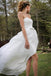Simple High Low Organza Beach Flowy Wedding Dress with Bowknot