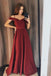 Simple Off-Shoulder Prom Dress Long Bridesmaid Dresses With Slit