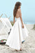 Backless Beach Wedding Dress with Pocket, Simple High Low Wedding Dress