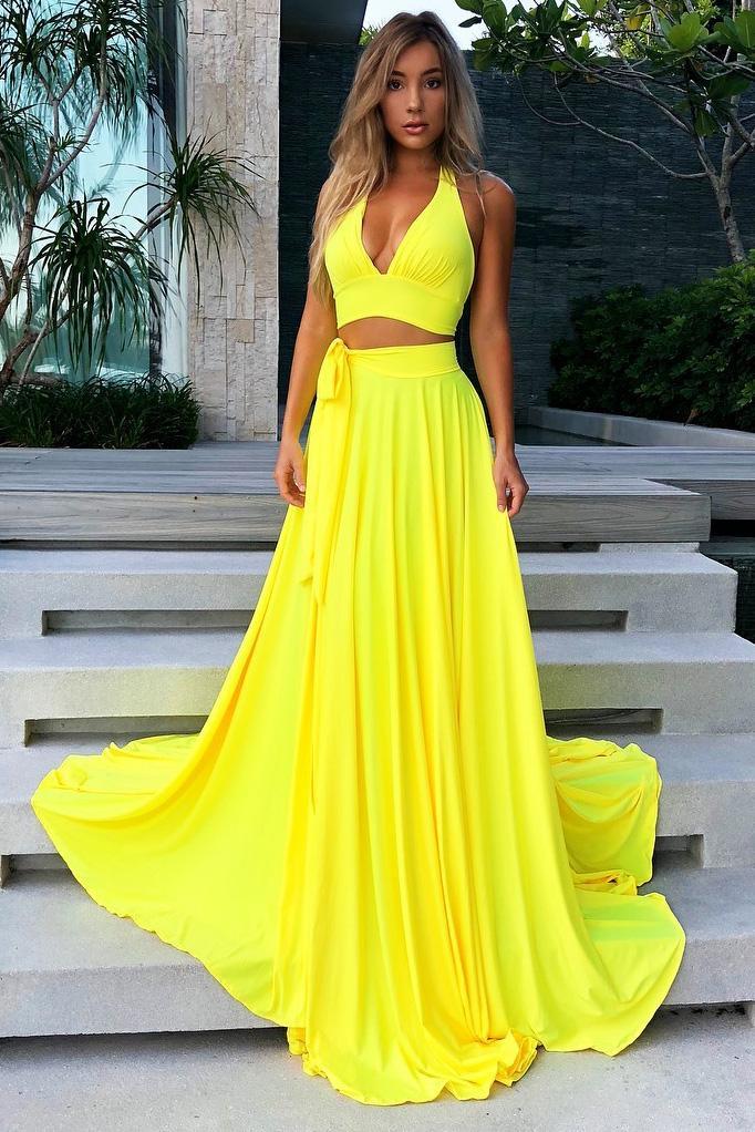 Bright yellow discount formal dress