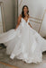 a-line simple wedding dress backless bridal gown with deep v neck dtw87