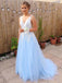 sky blue long prom dresses for teens tulle graduation party dresses dtp519
