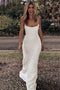 Spaghetti Straps Ivory Mermaid Beach Wedding Dresses Simple Bridal Gown