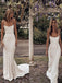 Spaghetti Straps Ivory Mermaid Beach Wedding Dresses Simple Bridal Gown