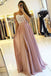 spaghetti appliqued sweetheart chiffon prom dress with slit dtp680