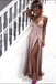 Spaghetti Straps Sheath Prom Dress, Sexy Evening Dress with Slit