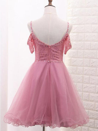 Tulle Spaghetti Straps Homecoming Dress, Cute Sweet 16 Dress