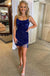 Sparkly A line Royal Blue Sequins Short Homecoming Dress