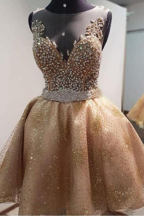 sparkly sleeveless homecoming dresses beading short prom dresses dth60