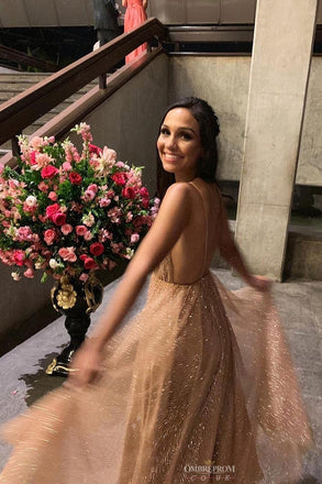 sparkly long prom dress spaghetti v neck backless sequin evening gown dtp1192