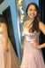 Sparkly Spaghetti Two Piece Skin Pink Prom Dress With Beading