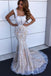 Square Neck Mermaid Lace Wedding Dress With Sweep Train
