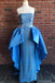 Strapless Lace Blue Mermaid Prom Dress with Detachable Train