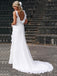 Straps Beach Chiffon Backless Wedding Dress With Ruffled Bridal Dress