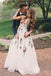 Lace Long Prom Dress with Embroidery Appliques, V-neck Backless Graduation Dress