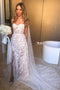 Stunning 3D Lace Appliques Sheer Sweetheart Wedding Dresses With Slit