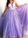 stunning lilac prom dress v-neck beaded tulle long formal gown dtp579