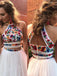 Halter Two Piece Sweet 16 Dress Embroidery Appliques Long Prom Dress