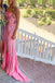Sweetheart Pink Sequin Long Prom Dress, Slit Formal Party Gown