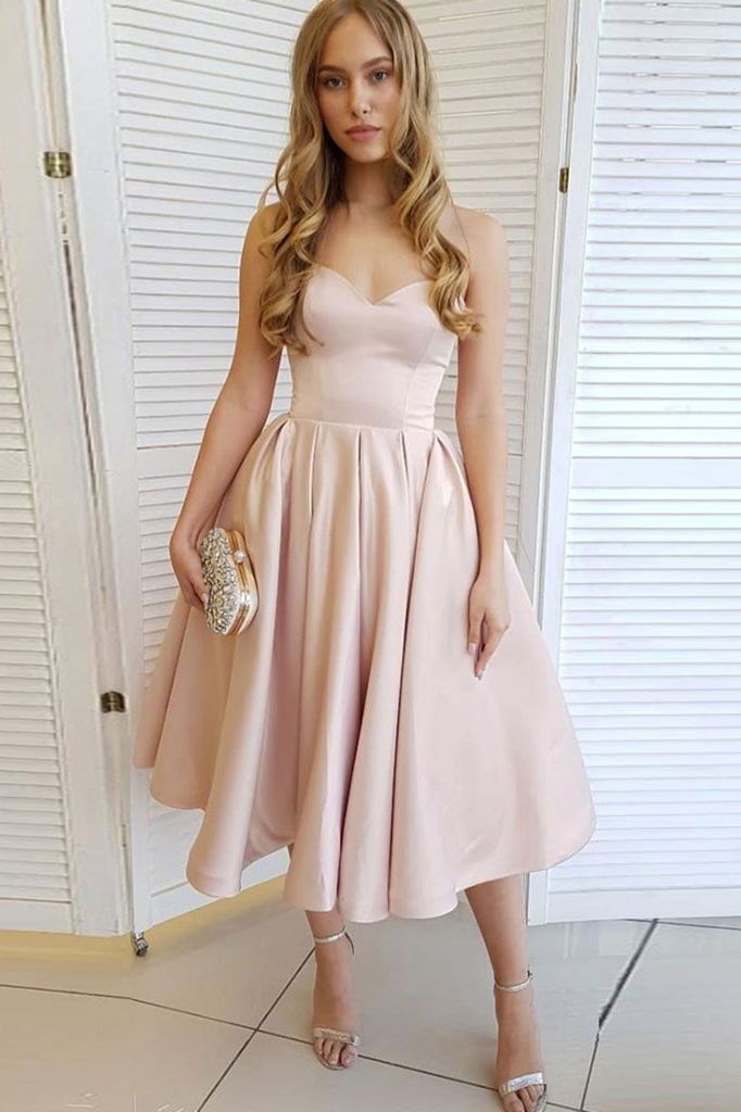sweetheart tea length prom dresses simple homecoming dresses dtp08