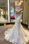 Sweetheart See-Through Lace Appliques Mermaid Wedding Dress
