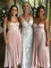Sweetheart A Line Tea Length Pleated Satin Pink Bridesmaid Dresses