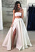 ivory strapless two piece floor length prom dress with split dtp137
