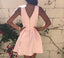 V Neck Pink Short Prom Dress A-line Sleeveless Homecoming Dress
